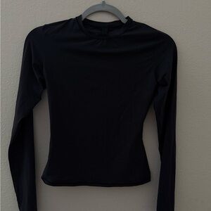 Skims Cotton Everybody Long Sleeve Black Long Sleeve Top
